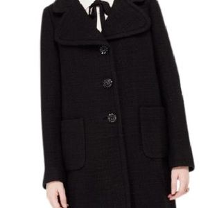 Kate Spade Black Jewel Button Boucle Wool In Coat